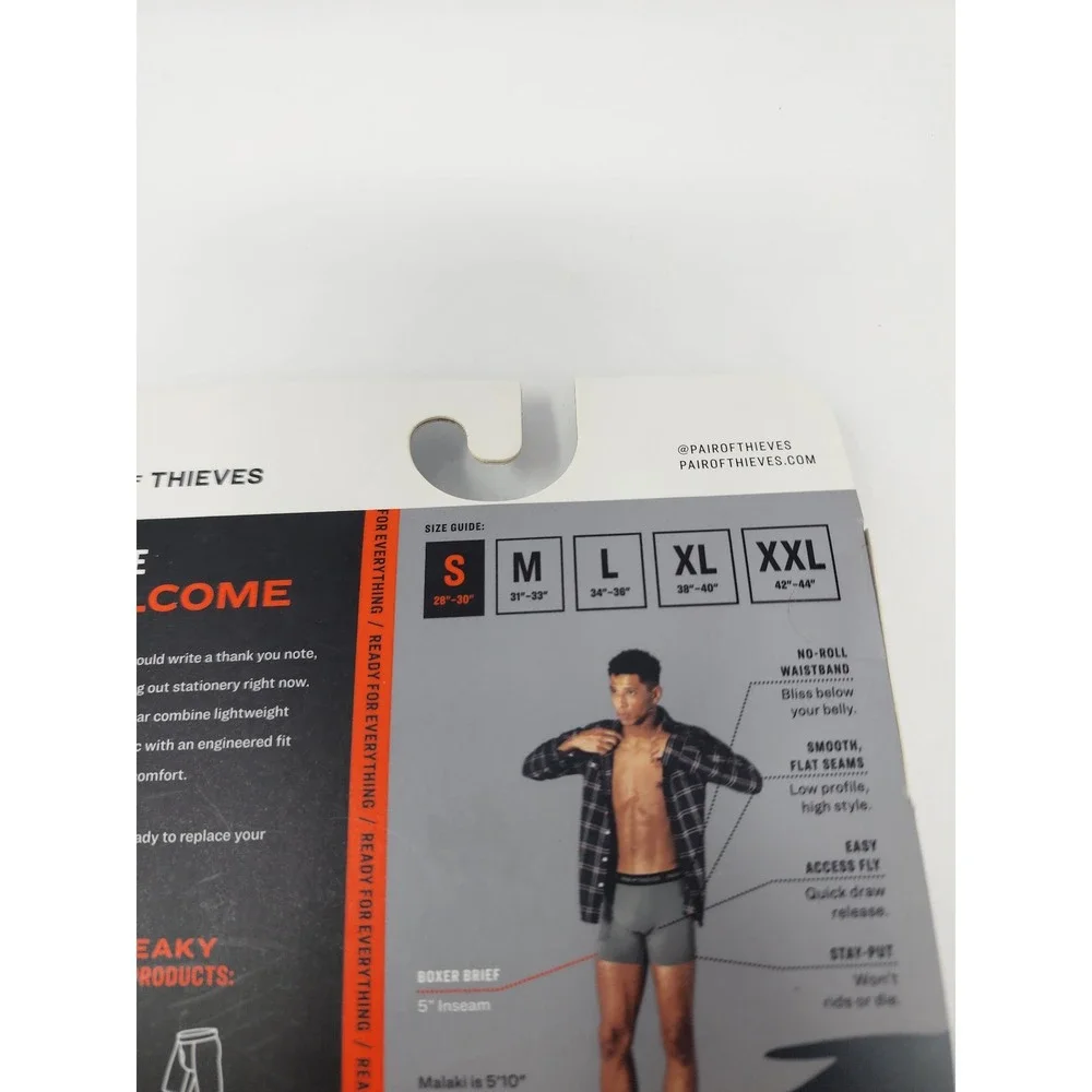 Pair of Thieves Mens SuperFit Boxer Briefs Black Polyamide Blend Size Small